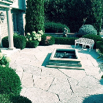 Stone Patio with Fountain